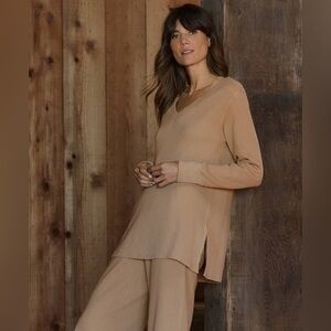 PACT Thermal Waffle V-Neck Tunic (sesame) XS